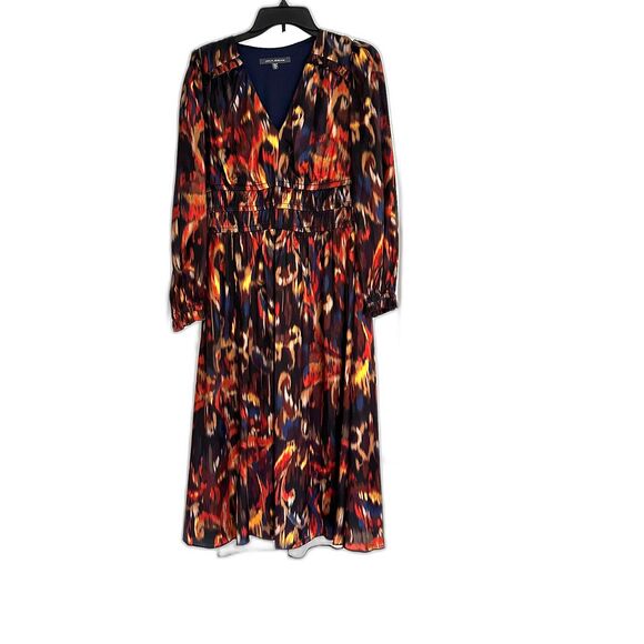 Julia Jordan Abstract Print Midi Dress – Size 6, V-Neck, Long Sleeve - Picture 2 of 7